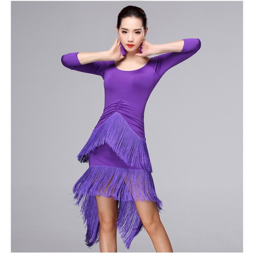 Sexy royal blue red purple women ballroom dress Latin Dance Dress lady Professional Latin Skirt Samba Dance Latin Salsa Dresses